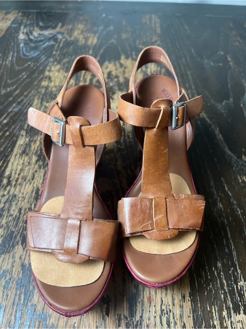 Kork-Ease Women's Tan Leather Slingback Sandals - Picture 2 of 5